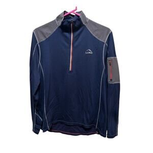 L. L. Bean Merino Wool Performance 1/4 zip Mid-weight Base Layer Blue Men's Med